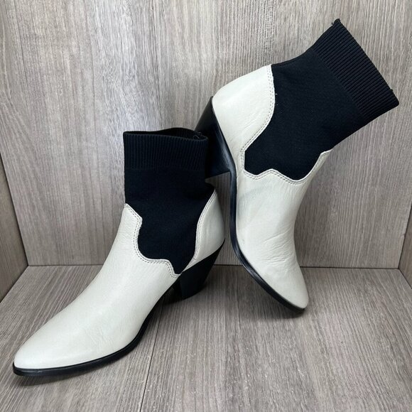 Frye Shoes - FRYE LILA Sock Short Ankle Boots Womens Size 7 Pull On Pointed Toe Off White